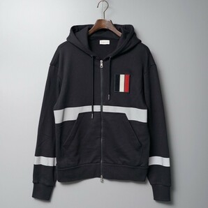 GP7167◇MONCLER モンクレール メンズM F10918G71620 ベルクロパッチ フーディー スウェット ジップパーカー ジャケット ブラック系の画像1