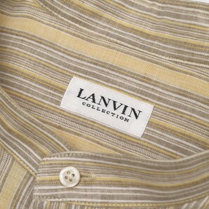 GP8043◇イタリア製 ランバン/LANVIN メンズL 2枚セット ストライプ柄 ボタンダウンシャツ ＋ コットンリネン バンドカラーシャツの画像10