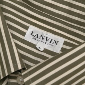 GP8043◇イタリア製 ランバン/LANVIN メンズL 2枚セット ストライプ柄 ボタンダウンシャツ ＋ コットンリネン バンドカラーシャツの画像6