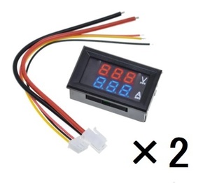 セール 2個セット パネル取付タイプE デジタルメーター 電圧計 電流計 DC 0-100V 10A 赤青LED