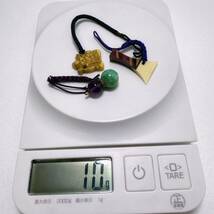 根付 ストラップ 3点 セット まとめ 約10g 瓢箪 翡翠 アメジスト 紫水晶 天然石 天然素材 アイボリー 等_画像2