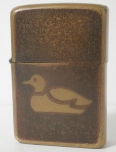 1981年 ZIPPO DUCK BRASS COPPER カモ ダック ブラス加工 80s Vintage ZIPPO アヒル カルガモ 鴨 ハンター 鳥