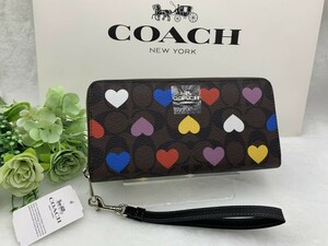 コーチ COACH 長財布 財布 ハートプリント プレゼント シグネチャー ロング ジップ ウォレット アコーディオン 新品 未使用 CP411 C341