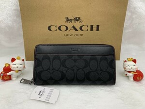 コーチ COACH 長財布 財布 シグネチャー プレゼント 贈り物 ギフト ラウンド ロング ジップ メンズ 新品 未使用 ファッション F25517 C050