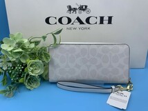 コーチ COACH 長財布 財布 レディース ホワイト 白 贈り物 シグネチャー ロング ジップ ファッション ブランド 大容量 新品 C4452 C061_画像3