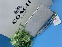 コーチ COACH 長財布 財布 レディース ホワイト 白 贈り物 シグネチャー ロング ジップ ファッション ブランド 大容量 新品 C4452 C061_画像4