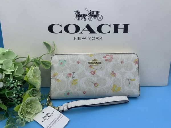 コーチ COACH 長財布 財布 レディース 花柄 ギフト プレゼン 誕生日 記念日 ブランド 大容量 ロング ジップ 新品 未使用 C8695 A101Z