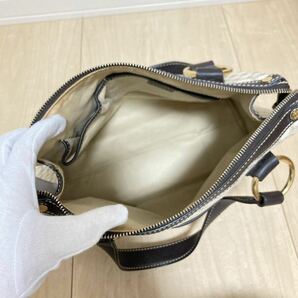 CELINE セリーヌ トートバッグ ハンド マカダム ロゴ ゴールド 金具 PVC レザー ホワイト の画像4