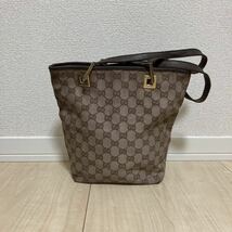 GUCCI グッチ ハンドバッグ GGキャンバス レザー 1099 ブラウン_画像1