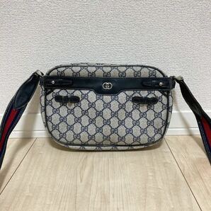 GUCCI グッチ ショルダーバッグ GGスプリーム インターロッキング シェリーライン PVC レザー ネイビーの画像1