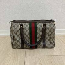 内側劣化なし GUCCI グッチ ハンドバッグ GGスプリーム シェリーライン PVC レザー ブラウン_画像1