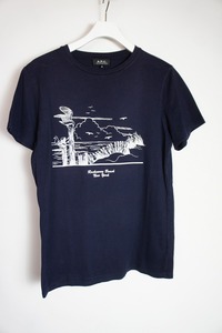  редкий APC A.P.C. A.P.C пляж футболка трикотаж с коротким рукавом темно-синий темно-синий 224O