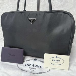 PRADA プラダ ナイロン トートバッグ ハンドバッグ 三角プレート ネイビー テスートナイロン ギャランティーカード 保存袋 南京錠 カナデ 