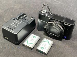 [1 jpy ~]SONY Sony compact digital camera Cyber-shot RX-100V DSC-RX100M5 battery ×2 battery charger attaching 0415-111(6)