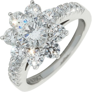  Harry Winston ring Pt950 center diamond 0.70ct(E-VS1-3EXCELLENT-NONE) diamond total approximately 1.72ct sun flower ring small FRDPNASMSF
