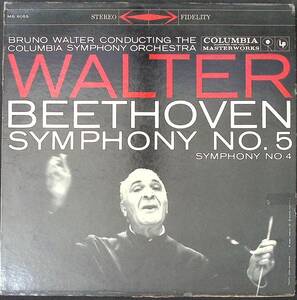【優秀録音】ワルター指揮コロンビアSO ベートーベン 交響曲第4番および第5番米Columbia 6つ目ラベル360°Sound Stereo盤 MS6055