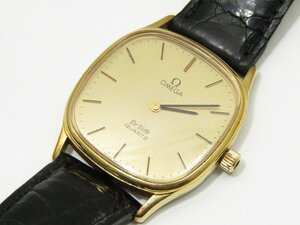 1円スタート 不動 OMEGA オメガ DEVILLE デビル メンズ腕時計 クォーツ ゴールド文字盤 阪神タイガース 入団記念 裏蓋に刻印有