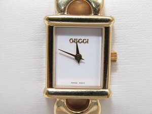 1円スタート 稼働品 GUCCI グッチ レディース腕時計 1800L 白文字盤 GP クォーツ 電池 中古