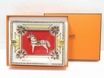 1円スタート 極美品 エルメス HERMES アッシュトレイ 灰皿 小物入れ 馬モチーフ ホース レッド ホワイト ゴールド 箱付き_画像1