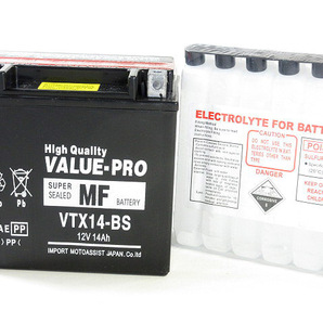 新品 即用バッテリー VTX14-BS 互換 YTX14-BS FTX14-BS / シャドウ400 NC34 アフリカツイン RD07 RVF750R RC45 CB1300SF SC40前期の画像2