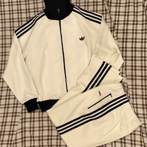 デッドストック 60～80年代 adidas トラックジャケット セットアップ 白系×黒系 アディダス ジャージ デサント ヴィンテージ 西ドイツの画像1