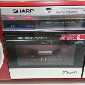 ◆SHARP シャープ QT-77R FM・AMステレオダブルカセット カラー赤 電源ケーブル付 動作確認済み 現状渡しの画像3