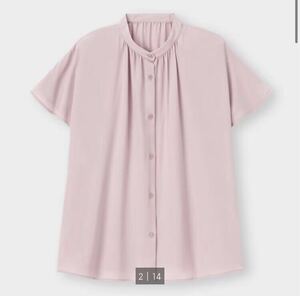 GU ジーユー　ドレープバンドカラーシャツ　半袖　ピンク