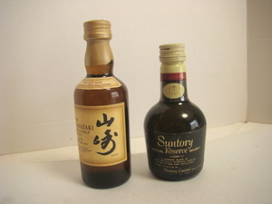 激安！古酒サントリー 山崎 12年未開栓 ミニボトル シングルモルト ウイスキーSINGLE MALT 50ml 43%、リザーブミニ2本一括