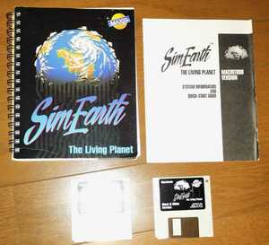 SIMEARTH THE LIVING PLANET Sim earth Macintosh PC game floppy disk FD2 sheets set MAXIS SIMCITY Sim City owner manual FAQ compilation 