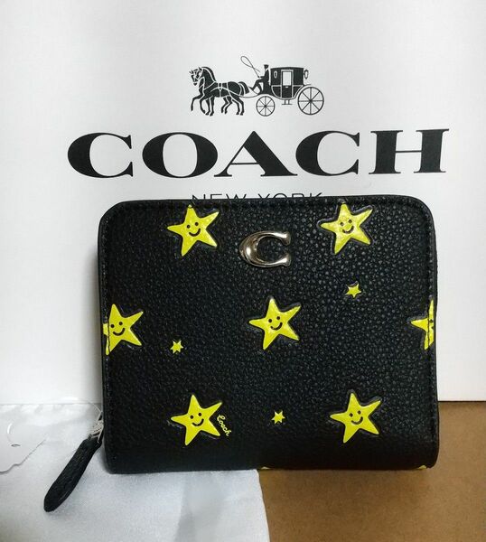 COACH 二つ折り財布 星柄