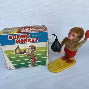  昭和レトロ 日本製 当時物 BOXING MONKEY ボクシング モンキー ゼンマイ式 ブリキ玩具 箱付 デットストック品 コレクター放出品です。の画像1