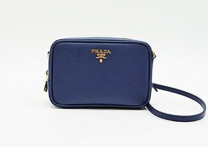 ◇美品【PRADA プラダ】サフィアーノ ショルダーバッグ 1N1674 ブルー