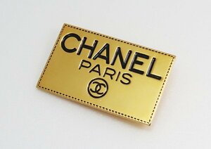 ◇【CHANEL シャネル】ロゴプレート ブローチ ゴールド