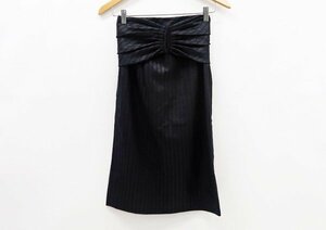 ◇【Christian Dior クリスチャンディオール】ヴィンテージ ラメ入りストライプ スカート ブラック M