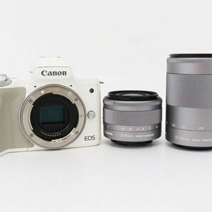 ◇【Canon キヤノン】EOS Kiss M ダブルズームキット ミラーレス一眼カメラ ホワイトの画像1