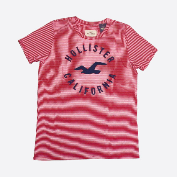 ★SALE★Hollister/ホリスター★アップリケマルチボーダーTシャツ (Red/White/S)