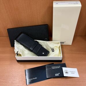 S451【中古品】/MONTBLANC ペンケース マイスターシュテック 2本差しペンポーチ レザー ブラック モンブラン ボールペン 筆記用具 の画像1