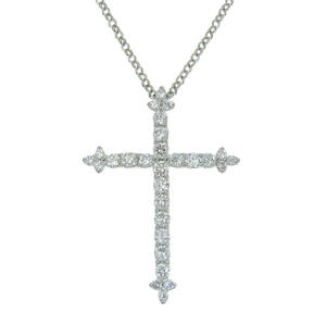 新品仕上げ Pt850 Pt900 十字架 クロス モチーフ ネックレス ダイヤモンド 1.0ct プラチナ ペンダント ジュエリー