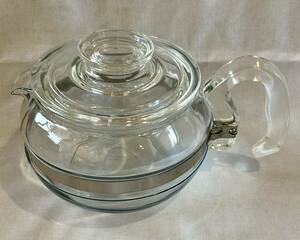 ★私と前オーナーは未使用の美品★Old Pyrex Frame Were 6 Cup Teapot★アメリカ製★’52~’79★8446B 6CUP★分解洗浄済★直火★ステンレス