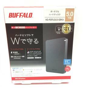 【BUFFALO ポータブル ハードディスク】HD-PGF5.0U3-GBKA ポータブル外付けHDD 5TB ブラック /1円～（S040303）