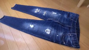 ☆美品☆AZUL☆インディゴJOGストレッチダメージ加工スリムデニムパンツ☆☆☆