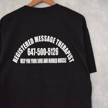 REGISTERED MESSAGE THERAPIST 企業プリントTシャツ L 半袖 コットン 黒 ブラック フルーツオブザルーム 筋肉 セラピスト 古着_画像5