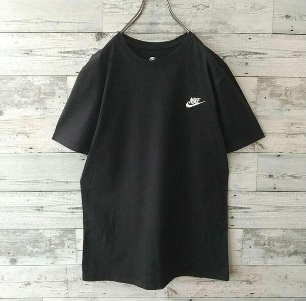 NIKE 刺繍ロゴ スウッシュ ワンポイント Tシャツ ブラック M ★人気定番★ シンプル