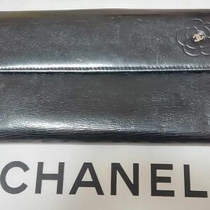 正規品 CHANEL シャネル 長財布 レザー 二つ折り財布 ブラック 黒 本革ラムスキン