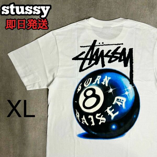 STUSSY ステューシー STUSSY & BORN X RAISED 8 BALL TEE ボーン X レイズド X 8 ボール Tシャツ 半袖 ホワイト XL メンズ レディース