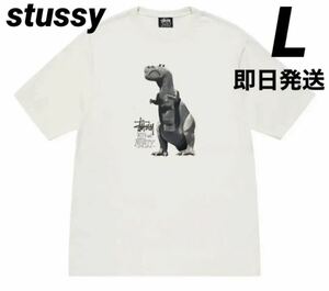 stussy ステューシー 送料無料 メンズ レディース 半袖 Tシャツ 恐竜 L ホワイト