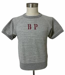 送料込み、即決　Butcher Products BP Sweat ブッチャープロダクツ　ステンシル　ラグラン　半袖スウェット　グレー　サイズM(38-40)