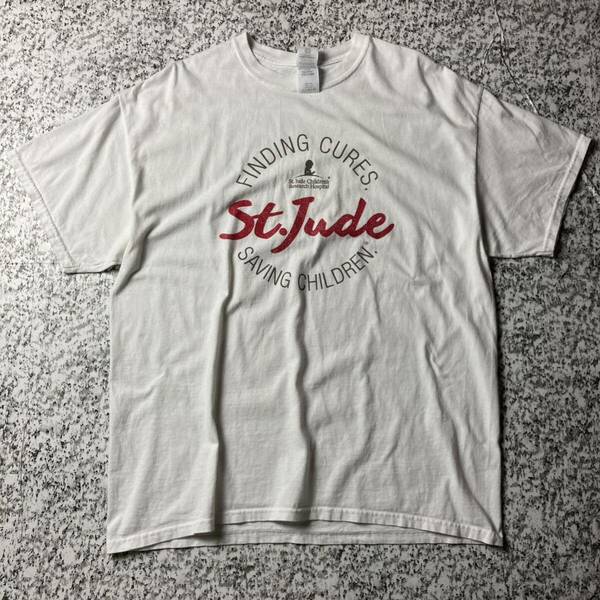 【グッドレギュラー】st.jude プリントTシャツ セービングチルドレン　ホワイト　XLサイズ 古着　ギルダン　企業物　