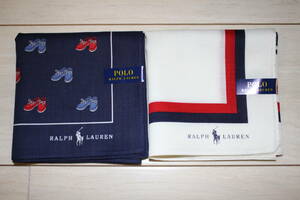  unused * made in Japan * Ralph Lauren * handkerchie * largish size * cotton 100%* for man * men's * gentleman *2 pieces set * postage 140 jpy 