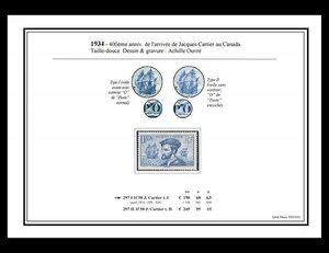 フランス・1934年 ジャック・カルティエ 1f50・カタログ高評価・価値のある切手・MNH